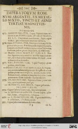 Imperatorum rom. Numi argentei, ex metallo mixto, tincti et aeneitertiae magnitudinis