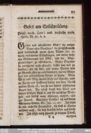 Gebet um Selbstprüfung.
