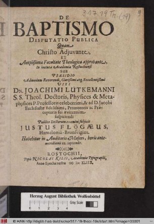 De Baptismo Disputatio Publica
