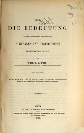 Separatabdrücke aus den Sitzungsberichten der Kais. Akademie d. Wiss. in Wien, math.-nat. El.. 4