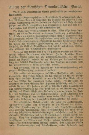 Aufruf der Deutschen Demokratischen Partei.