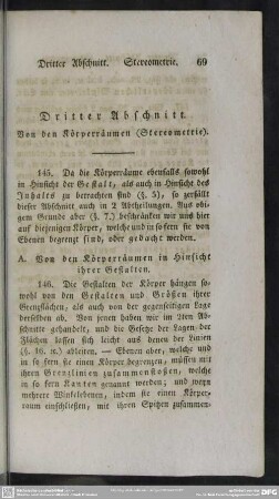 Dritter Abschnitt. Von den Körperräumen (Stereometrie)