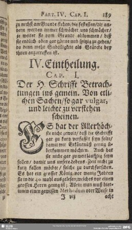 IV. Eintheilung
