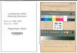 Entnazifizierung Maria Niggemeyer , geb. 01.01.1893 (Lehrerin)
