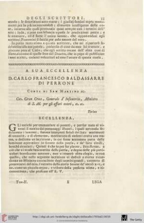 A sua Eccelenza D. Carlo Francesco Baldassarre di Perrone