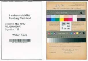 Entnazifizierung Franz Weber , geb. 06.03.1900 (Unterbrandmeister)
