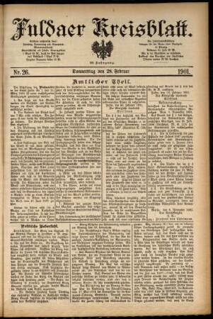 Erste Ausgabe vom Donnerstag, den 28. Februar 1901.
