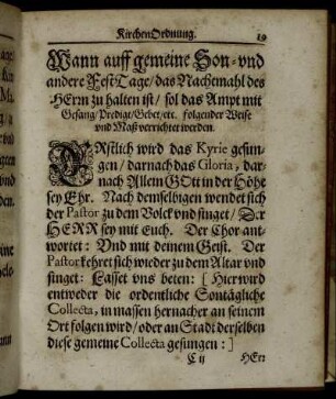Wann auff gemeine Son- und andere Fest-Tage, das Nachtmahl des Herrn zu halten ist ...