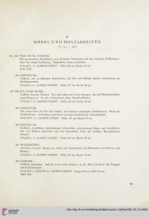 H. Möbel und Holzarbeiten (Nr. 312-463)