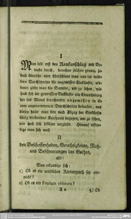 II. [...] den Beschaffenheiten, Gerechtigkeiten, Nutz- und Beschwerungen des Guthes