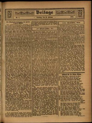 Zweite Ausgabe vom Sonntag, den 15. Februar 1920.