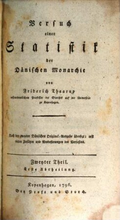 Versuch einer Statistik der Dänischen Monarchie, 2,1