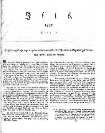 Erhaltungsstützen (principes conservateurs) der verschiedenen Regierungsformen / vom Grafen Georg von Buquoy