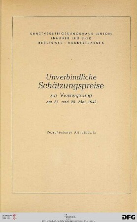 Unverbindliche Schätzungspreise