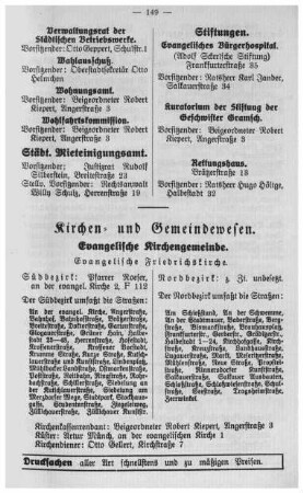 Kirchen- und Gemeindewesen. Evangelische Kirchengemeinde.