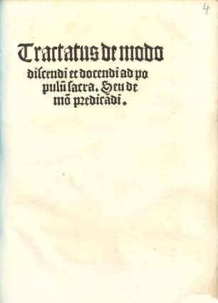 Tractatus de modo discendi et docendi ad populum sacra seu de modo praedicandi