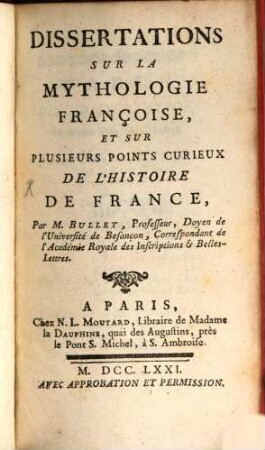 Dissertations sur la mythologie françoise