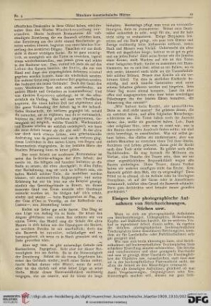 6: Einiges über photographische Aufnahmen von Strichzeichnungen, Stichen usw.