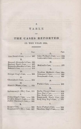 A table of the cases reported in the year 1834