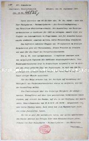 Hektografiertes Rundschreiben des Generalkommandos des VII. Armeekorps zur Ausgabe von Wandergewerbescheinen für Bärenführer