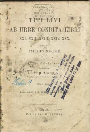 Titi Livi ab urbe condita libri XXI. XXII. XXIII. XXIV. XXX