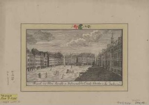 Ansicht des Altmarktes in Dresden, Kupferstich, vor 1782 : Prospect, des Alten Marckts zu Dreßden, nach der Creutz- Schreiber, u. See-Gasse / [F. G. Schlitterlau sc.] - [Dresden] , [vor 1782]. - 1 Kunstbl. : Kupferst. ; 25 x 12 cm