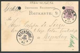 Brief von August Wilhelm Eichler an Jakob Singer