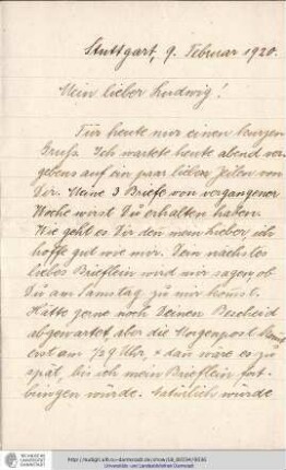 Brief vom 09.02.1920