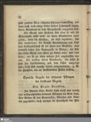 Spezielle Angaben der seltneren Pflanzen der dresdener Gegend