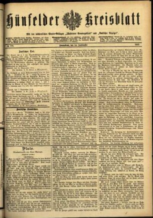 Ausgabe vom Samstag, den 14. September 1912.