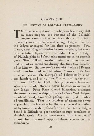 Chapter III The Customs Of Colonial Freemasonry