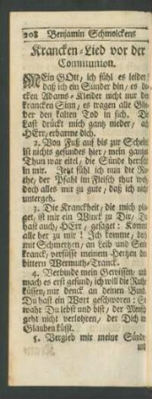 Krancken-Lied vor der Communion