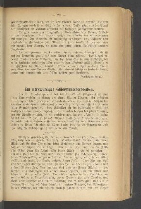 Ein merkwürdiges Glückwunschschreiben