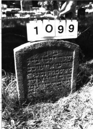 Grabstein 1099 (Index: 100098862) Maße HxBxT: 55x46x7 cm Besonderheit: Kindergrab: Grabstein 1099