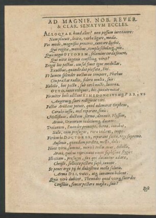 Ad Magnif. Nob. Rever. & Clar. Senatum Eccles.