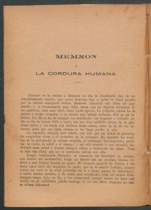 Memnon o la cordura humana