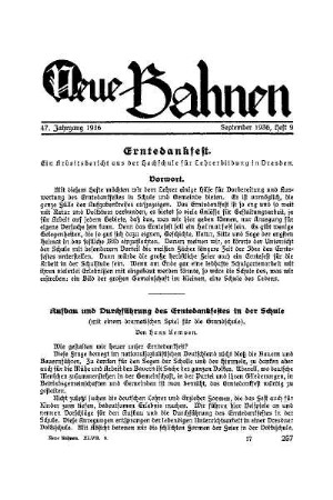 Erntedankfest : Vorwort