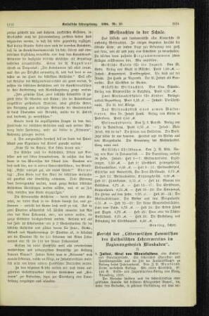 Bericht der "Litterarischen Kommission des Katholischen Lehrervereins im Regierungsbezirk Wiesbaden"