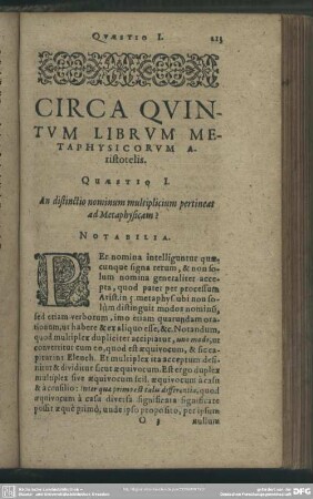 Circa Quintum Librum Metaphysicorum Aristotelis