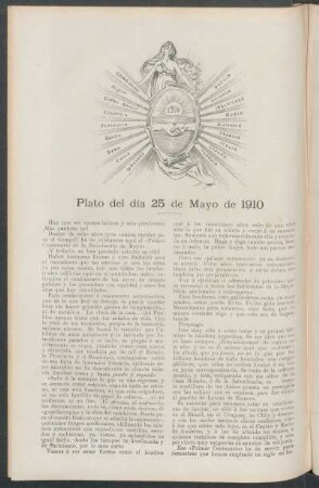 Plato del día 25 de mayo de 1910