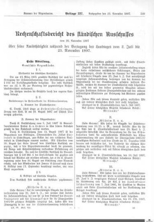 Rechenschaftsbericht des ständischen Ausschusses