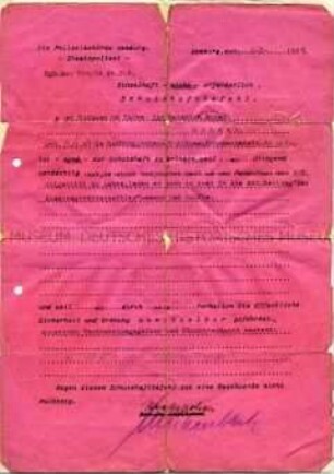 Schutzhaftbefehl der Staatspolizei Hamburg wegen kommunistischer Betätigung und Verdunklungsgefahr