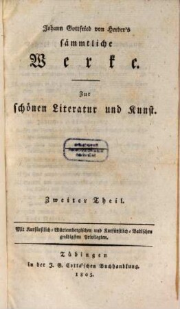 Johann Gottfried von Herder's Fragmente zur deutschen Literatur. 2/3