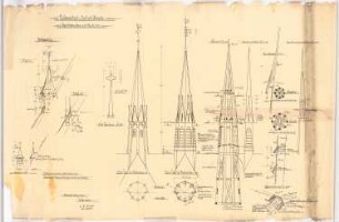 Erweiterung der St. Joseph und Medardus-Kirche, Lüdenscheid: Details der Dachhäuschen und Dachreiter (verschiedene Maßstäbe)