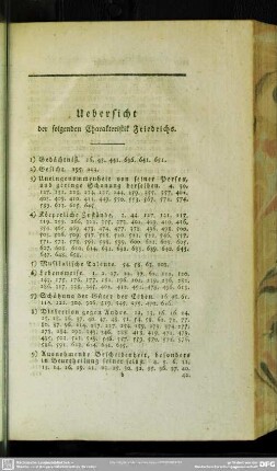 Uebersicht der folgenden Charakteristik Friedrichs