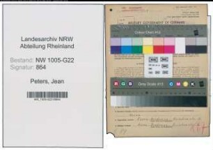 Entnazifizierung Jean Peters , geb. 07.05.1909 (Kaufmann)