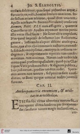 Cap. II.: Anthropometriae encomium, & utilitas in Arte Medica