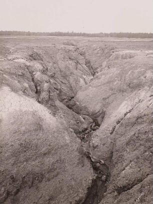 Braunkohle, Grube Werminghoff südöstlich von Hoyerswerda, Erosionserscheinungen an der Abraumhalde (heute: Knappensee)