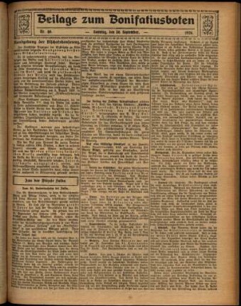 Zweite Ausgabe vom Sonntag, den 30. September 1928.