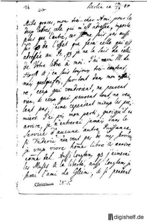 16: Brief von Johannes Müller an Johann Wilhelm Ludwig Gleim
